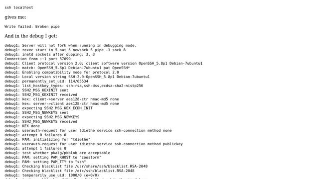 Broken ssh - "Write Failed: Broken Pipe" and "setresuid 1000: Resource temporarily unavailable" смотреть онлайн