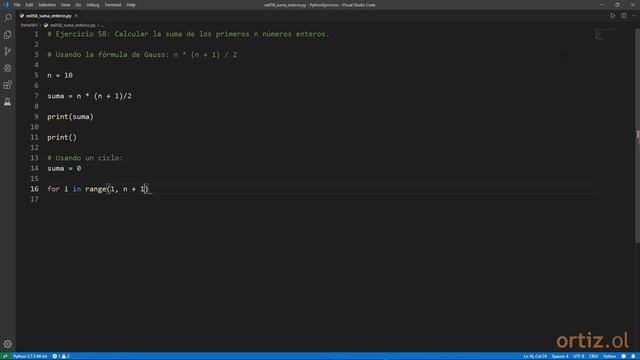Python - Ejercicio 58: Calcular la Suma de los Primeros n Números Enteros смотреть онлайн