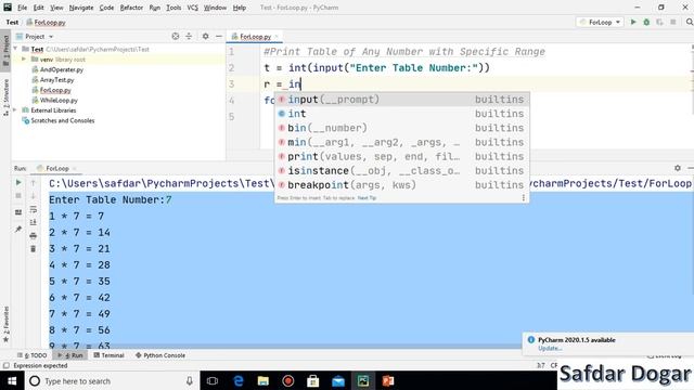 Python Program to Print Table | Print Table of Any Number with Specific Range using For Loop смотреть онлайн