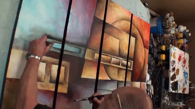 Painting Demo, Geometric Acrylic Paint, Abstract Art, Technique,Mix Lang