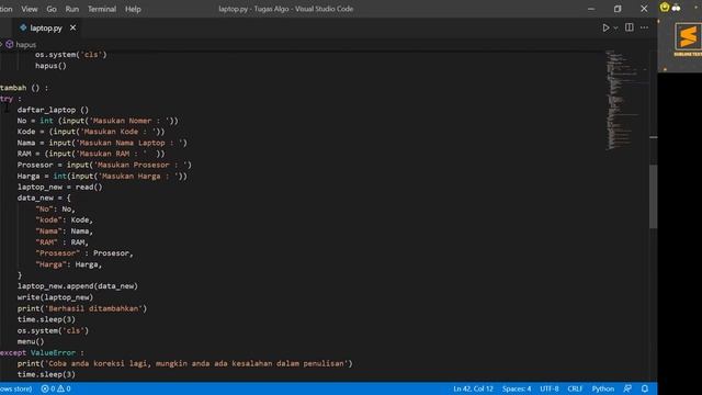 Program pendataan laptop sederhana menggunakan file handling Json bahasa python смотреть онлайн