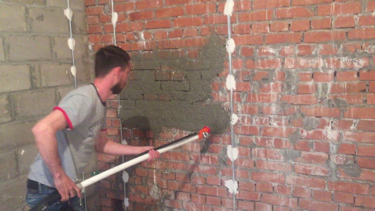 Нанесение цементно-песчаной смеси 