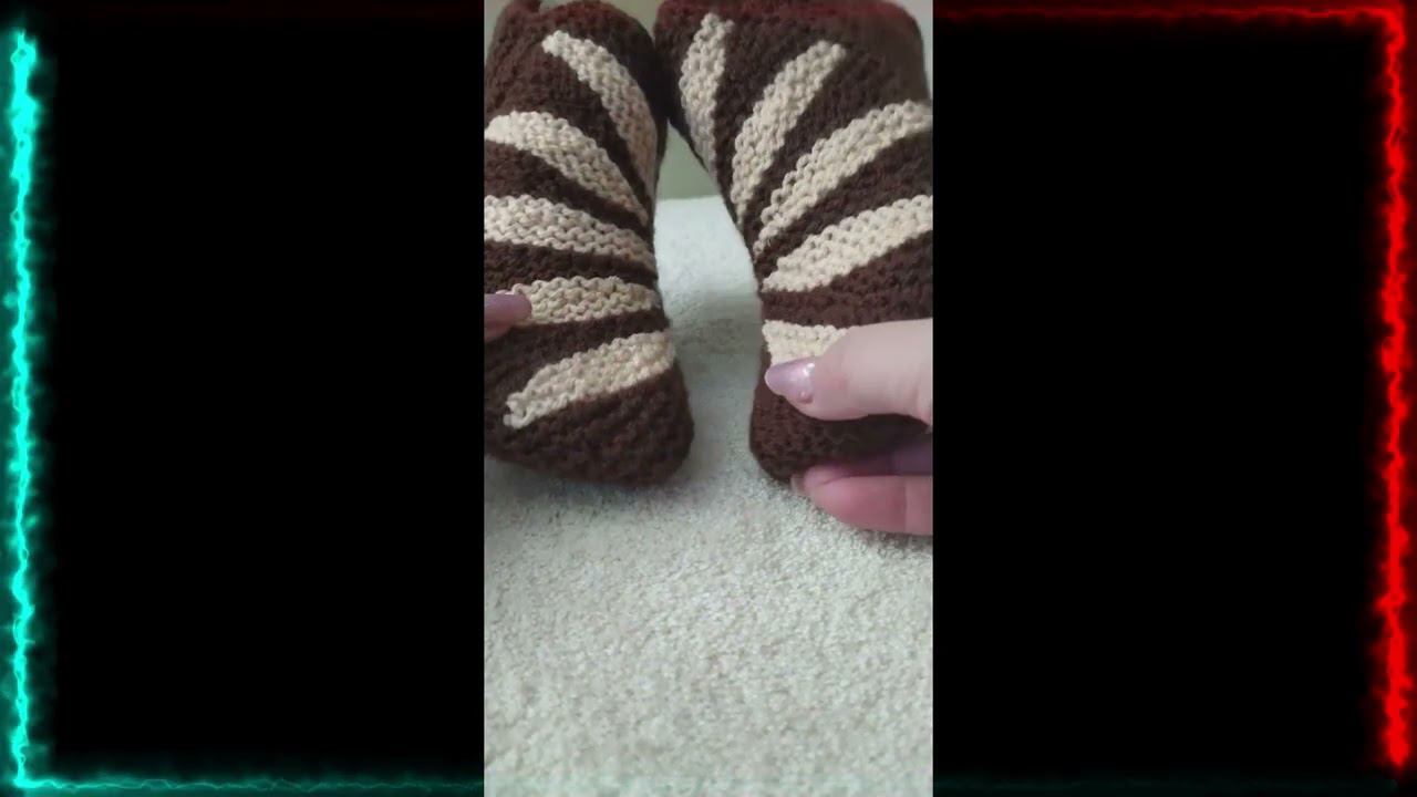 Красивые тапочки спицами Ссылка на видеоурок в закрепленном комментарии смотреть онлайн