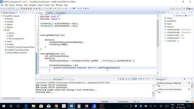 11 FreeRTOS Tutorial: Direct To Task Notifications part1 смотреть онлайн
