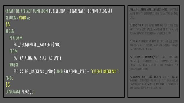 HACKING FUNCTION DBA TERMINATE CONNECTIONS (PostgreSQL) смотреть онлайн