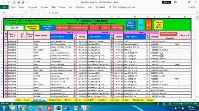 8 Excel to Tally upto 5000 Purchase Entries From Template File in 1 click смотреть онлайн