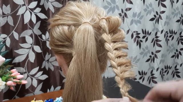 Быстрая и красивая прическа за 15 минут. Идея для оформления хвоста. смотреть онлайн