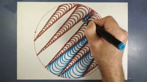 Круг зентангл. Простой объемный рисунок