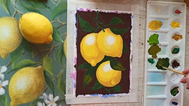 🍋🍋🍋 МАСТЕР КЛАСС ЖИВОПИСИ/painting lemon / смотреть онлайн