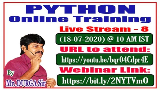 PYTHON Online Training || Live Stream - 8 || By Mr. DURGA Sir смотреть онлайн