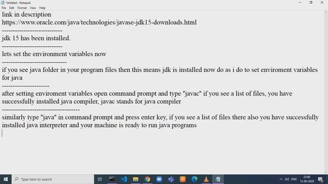 Installing Jdk 15 and writing our first java program смотреть онлайн