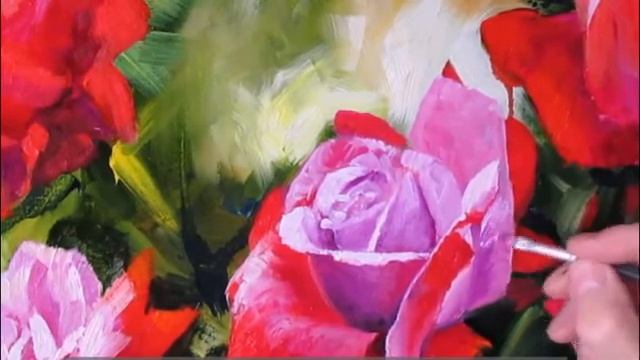 Розовый куст ч.2 Картина маслом. А. Мишин. смотреть онлайн