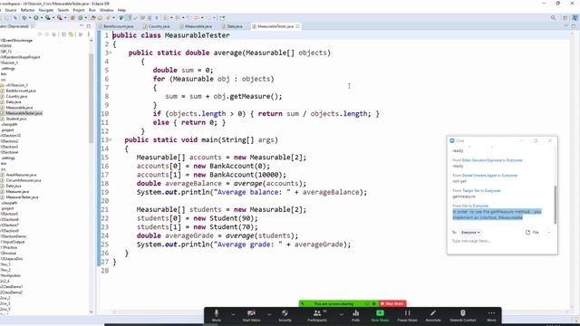 JAVA , INTERFACE, 4 classes: Country, BankAccount, Student, SportTeam use Measurable Interface смотреть онлайн