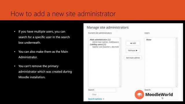MoodleWorld - How to add a new moodle site administrator user #Moodle смотреть онлайн