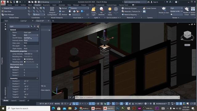 How to install Lighting in 3D Model in AutoCAD |How to Create Lights in Autocad 3D? | Lighting| P-1 смотреть онлайн