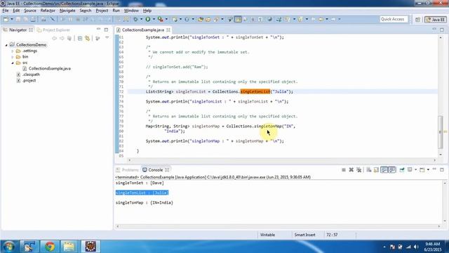 Collections (Singleton methods) | Java Collection Framework смотреть онлайн