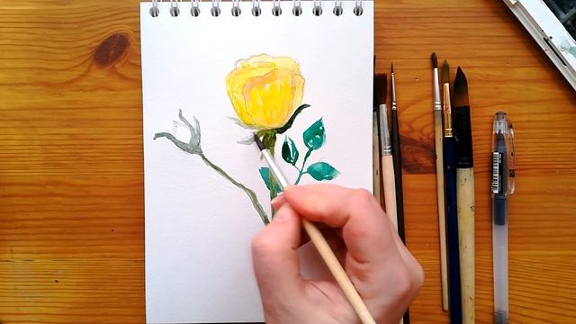 Как нарисовать РОЗУ акварелью | Рисунок или открытка ко Дню Матери смотреть онлайн