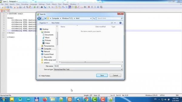 HTML 1-video dars (notepad++ editorini o`rnatish, html, body teglaridan foydalanish)