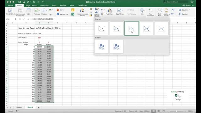 Drawing a Circle in Excel and generate it in Rhino смотреть онлайн
