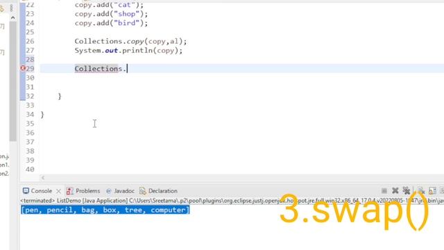 Collections || List Part2 || size() swap() copy() sort() binarySearch() freequency() || JAVA смотреть онлайн