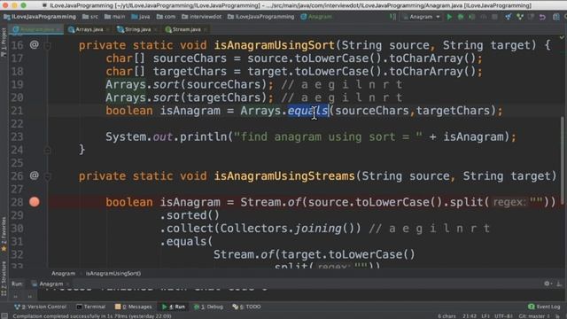 Check Whether Two Strings Are Anagram Using Java 8 Streams Sorted | InterviewDOT смотреть онлайн