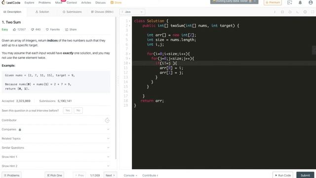 Leetcode (1) Two Sum Java Solution (EASY) смотреть онлайн