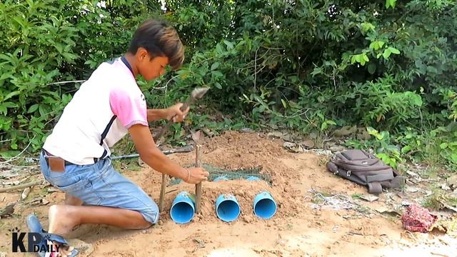 Primitive Technology: Man Make Snake Trap - How To Make Big Python Snake Trap Work 100% смотреть онлайн