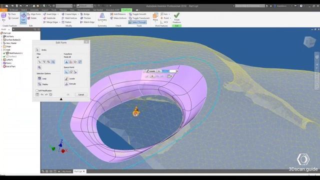Inventor, video 3. Reverse engineering of Organic forms. 3D scan processing. смотреть онлайн
