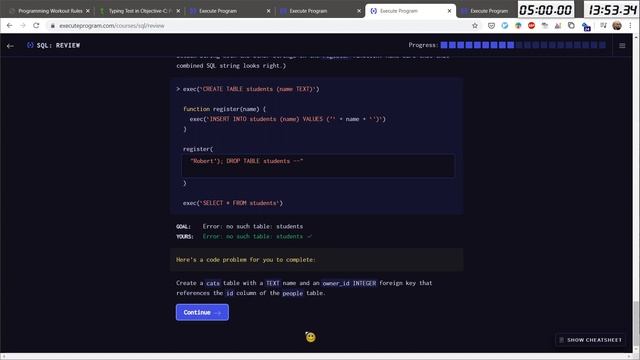 Programming Workout #170 JAVASCRIPT SQL @executeprogram 2020 02 27 08 51 34 смотреть онлайн