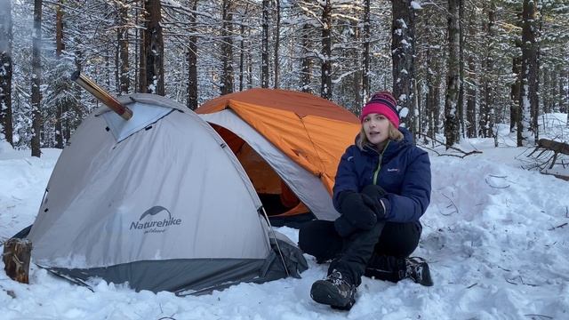 Палатка с печкой для двоих | Ночевка в зимнем лесу смотреть онлайн