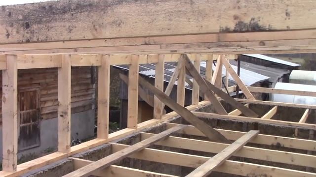 постройка гаража,бани из арболита,Часть-4 Односкатная крыша. смотреть онлайн