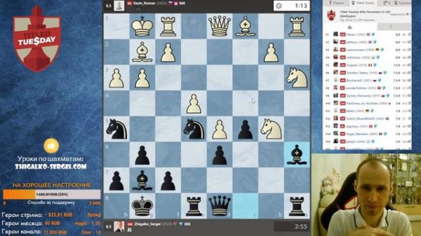 ТИТУЛЬНЫЙ ВТОРНИК + Турнир С.Ю. ШИПОВА!! Шахматы & Сергей Жигалко. На Chess.com & Lichess.org