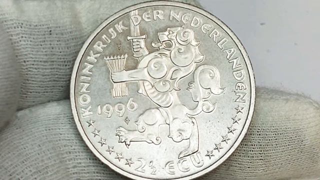 2 1/2 экю 1996 года. Нидерланды. Йоханнес Вермеер.