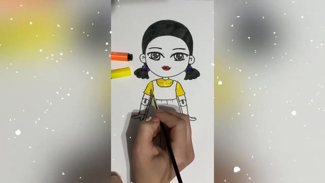 Кукла из Игры в кальмара | как нарисовать Куклу из Игра в Кальмара | қуыршақ суретін салу смотреть онлайн