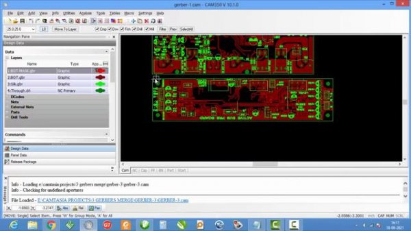 CAM WORK CAM 350 - PANELIZING 3 DIFFERENT GERBERS INTO ONE PANEL IN CAM 350
