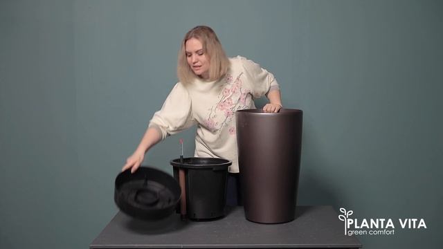 Система автополива кашпо PLANTA VITA Vase Matt espresso D33xH57 см смотреть онлайн