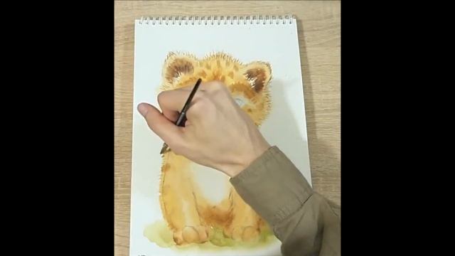Львенок, как рисовать акварелью. Lion Watercolor Process смотреть онлайн