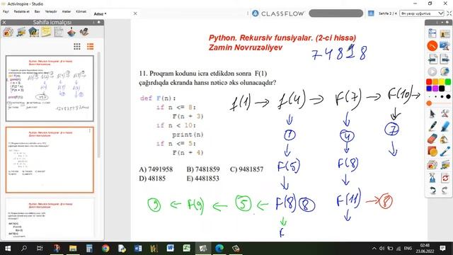 Python Rekursiv funksiyalar смотреть онлайн