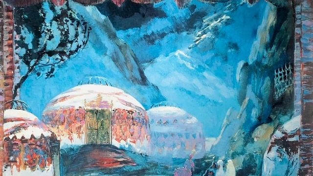 Эскиз декорации к балету В. Великанова «Камбар и Назым» – Аул Камбара смотреть онлайн
