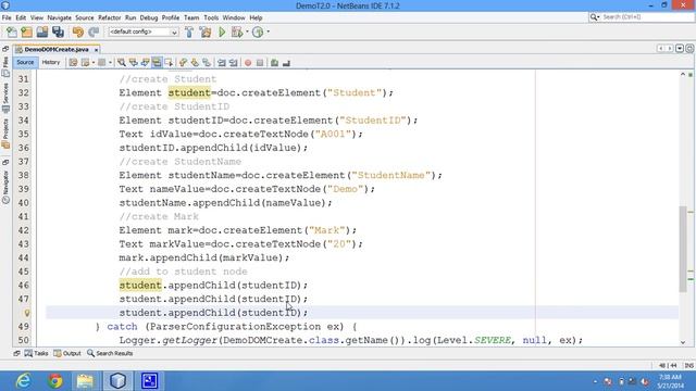 Java code - Creat new data write XML file using DOM example смотреть онлайн