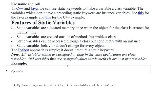 Python | Class Or Static Variables смотреть онлайн