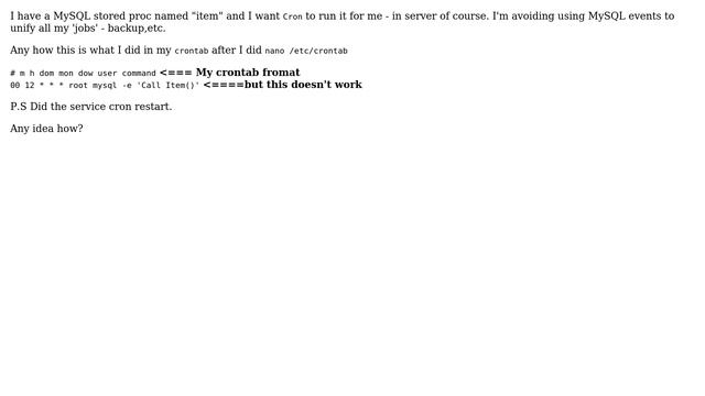 Unix & Linux: Executing MySql stored proc in Crontab смотреть онлайн