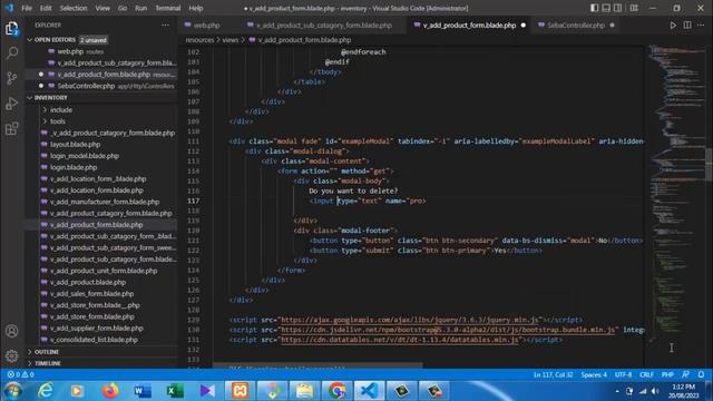 Laravel CRUD | Confirm and delete data using bootstrap modal | Laravel Practice Session - 13 смотреть онлайн