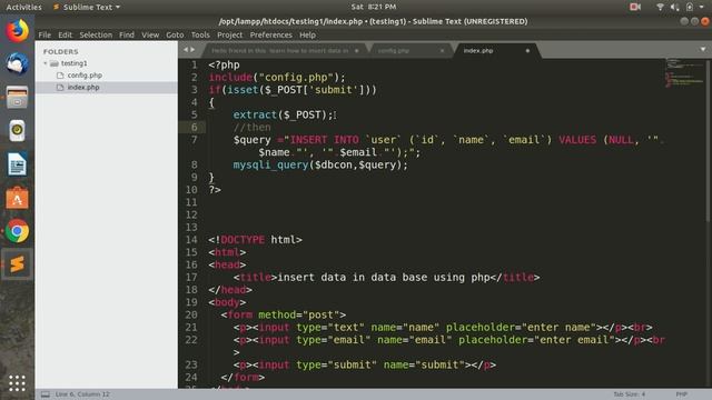 insert data in database using php смотреть онлайн