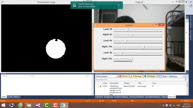 Green Ball Tracking & Measuring Distance between the Ball and the Camera with OpenCV C++ смотреть онлайн