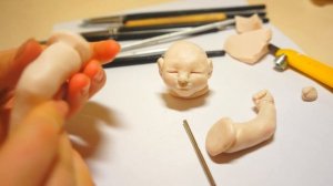 Как слепить ножку для мини реборна из полимерной глины