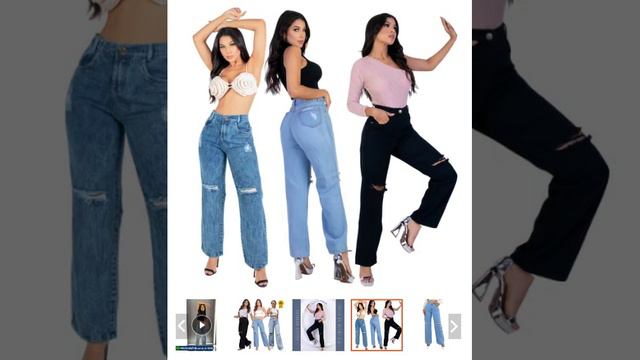 Kit 3 un Calça Wide Leg Jeans Cintura Alta Premium Pantalona Roupa Feminina смотреть онлайн