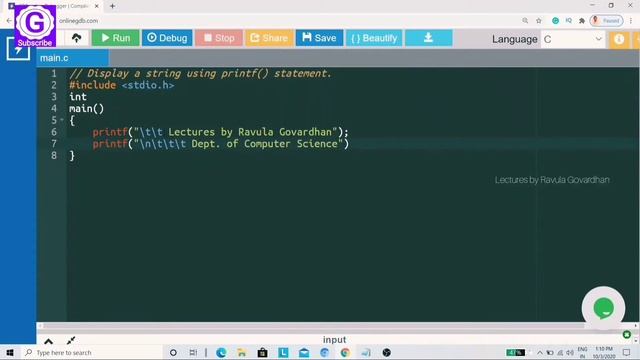 [C Logic Programming]: Display a string using printf() statement смотреть онлайн