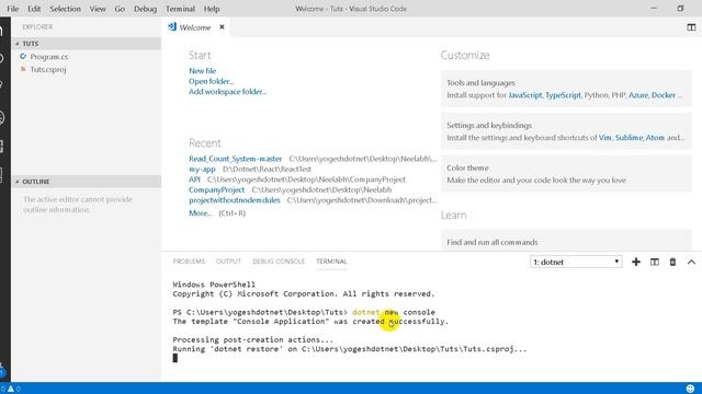 How to create Console Application in visual studio code | Hindi смотреть онлайн