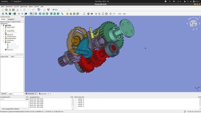 FreeCAD 0.20 animation, BMW R50 R60, 2 cyl. Boxer Gearbox смотреть онлайн